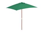 The Living Store Ombrellone Con Palo In Legno 150 X 200 Cm Verde