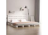 The Living Store Letto In Legno Massiccio Bianco 160X200 Cm Pino