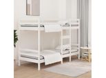 The Living Store Letto A Castello Bianco 75X190 Cm In Legno Di Pino Massiccio