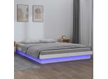 The Living Store Letto In Legno Massiccio Con Led Bianco 120X200 Cm