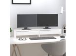 The Living Store Supporto Per Monitor Bianco 100X27X15 Cm In Legno Di Pino Massiccio