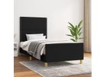 The Living Store Struttura Letto Con Testiera Nera 80X200 Cm In Tessuto