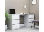 The Living Store Scrivania Bianca 140X50X77 Cm Materiale A Base Di Legno