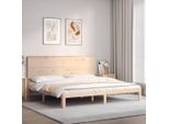 The Living Store Letto In Legno Massiccio Con Testiera 200X200 Cm