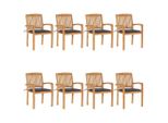 The Living Store Sedie Da Giardino Impilabili Con Cuscini 8 Pz. Legno Massiccio Di Teak