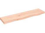 The Living Store Mensola A Muro 80X20X4 Cm In Rovere Massiccio Non Trattato