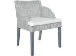 The Living Store Sedia Da Pranzo Con Cuscino In Rattan Naturale Grigio