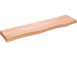 The Living Store Mensola A Muro Marrone Chiaro 80X20X4 Cm In Legno Massiccio Trattato Con Rovere