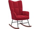 The Living Store Sedia A Dondolo In Velluto Rosso Vino
