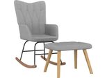 The Living Store Poltrona A Dondolo Con Sgabello In Tessuto Grigio Chiaro