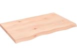 The Living Store Mensola A Muro 80X50X(2-4) Cm In Rovere Massiccio Non Trattato