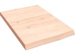 The Living Store Mensola A Muro 40X60X(2-4) Cm In Rovere Massiccio Non Trattato