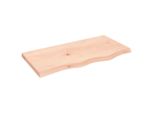 The Living Store Mensola A Muro 80X40X(2-4) Cm In Rovere Massiccio Non Trattato