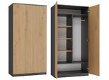Armadio Guardaroba A Doppia Anta 90 Cm Tauno - Rovere Artisan / Antracite