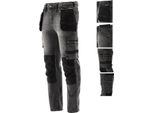 Pantaloni Da Lavoro, Jeans Elasticizzati, Grigio/Nero, Taglia L/Xl