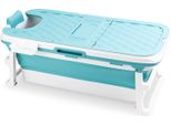 Tolletour Vasca Da Bagno Mobile Pieghevole Da 132 Cm Per Bambini E Adulti Spa Sauna Vasca Da Bagno Mobile Con Copertura Vasca D'acqua Blu