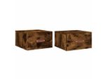 Vidaxl Comodini Da Parete 2 Pz. Rovere Fumé 35X35X20 Cm
