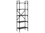 Libreria 5 Scomparti Nero 56X31,5X174 Cm Materiale A Base Di Legno