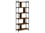 Libreria 6 Ripiani Rovere Fumé 76X32X192 Cm Materiale Legno
