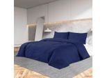 The Living Store Set Di Biancheria Da Letto Blu Navy 220X240 Cm In Cotone