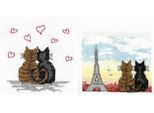 Le Bonheur Des Dames Biglietti D'auguri Set Di 2 Kit Punto Croce Contato "Gatti Parigini"", 10,5X15Cm"