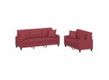 Vidaxl Set Divano 2 Pezzi Con Cuscini In Pelle Finta Rosso Vino