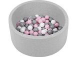 Petsona Piscina Di Palline Per Cani 70X30Cm/150 Palline Rotonde Gatto Coniglio Animali Domestici Cane Piscina Di Schiuma Portatile Eu, Grigio Chiaro: Bianco/Grigio/Rosa Polvere