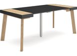 Consolle Allungabile, 180X90X73Cm, Per 8 Persone, Gambe In Legno, Rovere E Nero