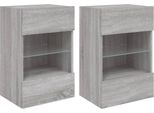 Pensili Tv Con Luci Led 2 Pz. Grigio Sonoma