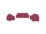 Vidaxl Set Di Divani 3 Pezzi Con Cuscini In Velluto Rosso Vino