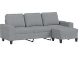 Vidaxl Divano 3 Posti Con Poggiapiedi Grigio Chiaro 180 Cm In Tessuto