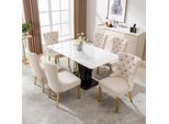 Set Di 6 Sedie Da Sala Da Pranzo Flieks, Sedie Da Soggiorno Sedie Da Cucina Con Gambe In Acciaio Inox, Sedie Imbottite Sedie Con Schienale, Rivestimento In Velluto, Beige