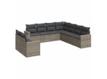 Vidaxl Set Di Divani Da Giardino 9 Pezzi Con Cuscini In Polirattan Grigio