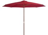 The Living Store Ombrellone Con Palo In Legno 350 Cm Rosso Bordeaux