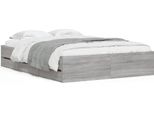 Vidaxl Struttura Letto Con Cassetti Grigio Sonoma 120X190 Cm In Materiale Ligneo
