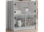 Maison Exclusive - Comodino Con Ante In Vetro Grigio Sonoma 68X37X75,5 Cm