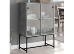 Vidaxl Mobile Laterale Con Ante In Vetro Grigio Cemento 69X37X100 Cm