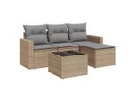 Vidaxl Set Di Divani Da Giardino 5 Pezzi Con Cuscini Beige Poly Rattan