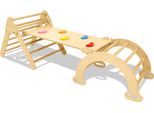 Va-Cerulean Struttura Di Arrampicata Per Interni, 195X42X77 Cm Triangolo Di Arrampicata Per Bambini, Set Di 3 Scivoli Arco Di Arrampicata Waldorf Triangolo Pikler