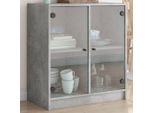 Vidaxl Mobile Laterale Con Ante In Vetro Grigio Cemento 68X37X75,5 Cm