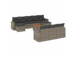 Vidaxl Set Di Divani Da Giardino 11 Pezzi Con Cuscini In Polirattan Grigio