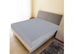 The Living Store Lenzuolo Matrimoniale 2 Pz. Jersey Grigio 90X200 Cm In Cotone