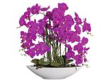 Orchidea Phalaenopsis Fiore Artificiale 70 Cm Viola In Ciotola Di Ceramica Bianca, Real Touch