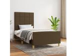 The Living Store Struttura Letto Con Testiera In Tessuto Marrone Scuro 90X190 Cm