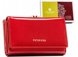 Peterson | Portafoglio Da Donna In Pelle, Con Orecchino E Chiusura A Scatto, In Pelle Naturale, Rosso, 14X9 Cm