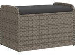 Panca Con Contenitore E Cuscini Grigio 80X51X52 Cm Poli Rattan