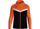 Jako Giacca Con Cappuccio Unisex Iconic, Colore:Nero/Neonorange, Taglia:Xl