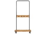 Vidaxl Appendiabiti Con Rotelle 90X35X190 Cm In Legno Massiccio Di Ferro Mango