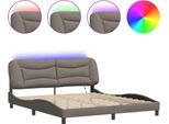 Vidaxl Struttura Letto Con Led Senza Materasso "Hvar"" Taupe 180X200 Cm Tessuto"