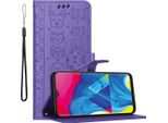 Cadorabo Custodia Per Samsung Galaxy A10 / M10 Custodia Protettiva In Viola Custodia Per Cellulare Cover Etui Custodia Libretto Cani Gatti